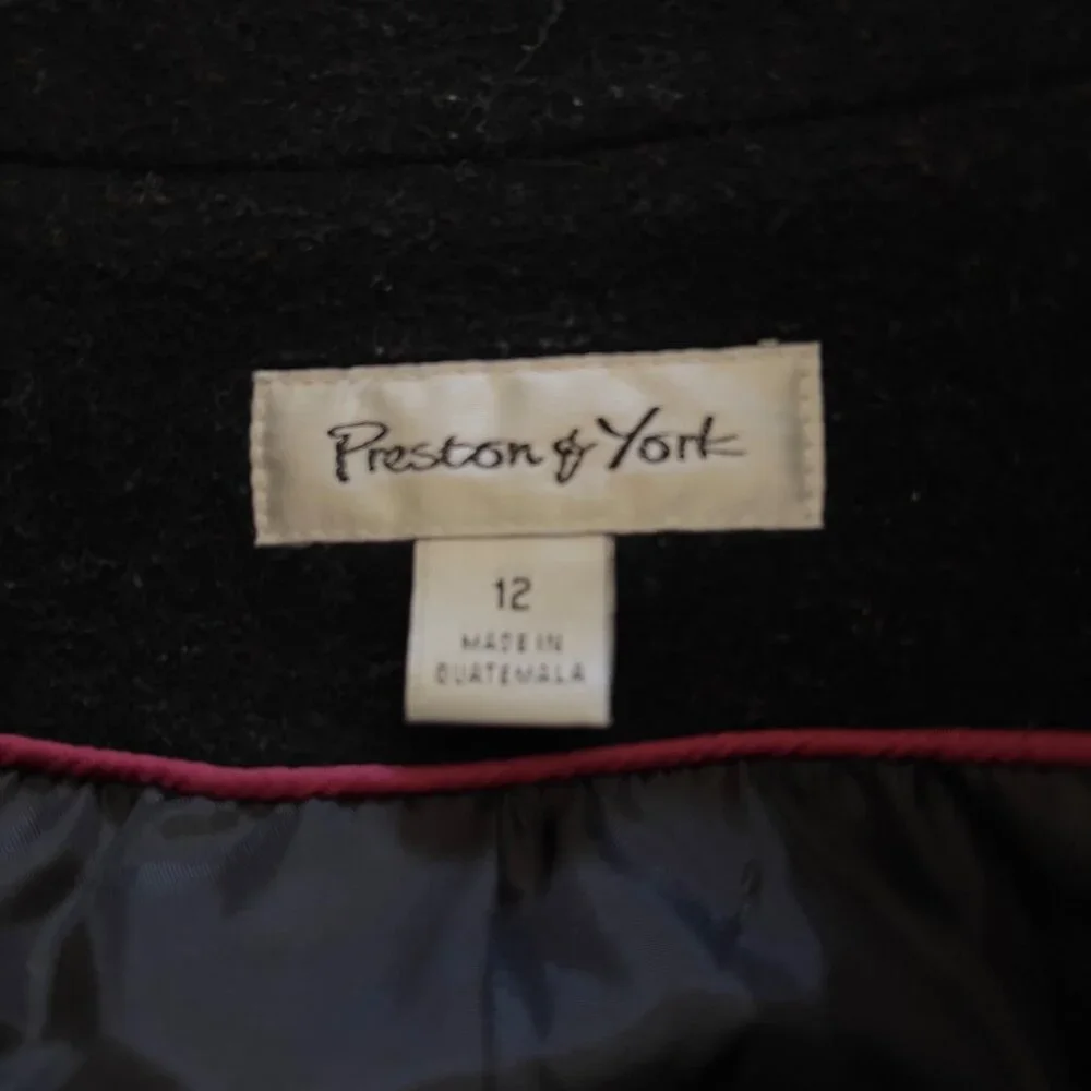 Preston & York Wool Trench Coat with Hot Pink Lining Trim NWOT sz 12 - Picture 5 of 9